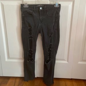 Express jeans, black and distressed, size 00, legging mid-rise